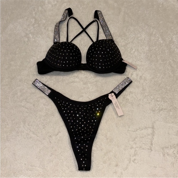 Victoria’s Secret Bombshell Shine Strap Thong Bikini 32B/M - Picture 1 of 13
